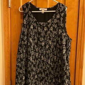 Coldwater Creek Black/Gray Print Sleeveless Dress 1X